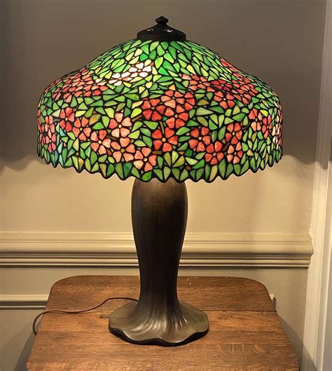 Unique Brooklyn NY Leaded Glass Lamp Handel Base C1910 California