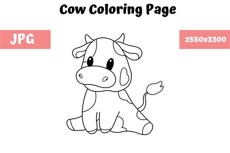 Cow Coloring Book Page For Kids Grafik Von Mybeautifulfiles · Creative