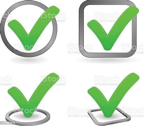 Vector Icons Of Different Green Checkmarks Stock Illustration