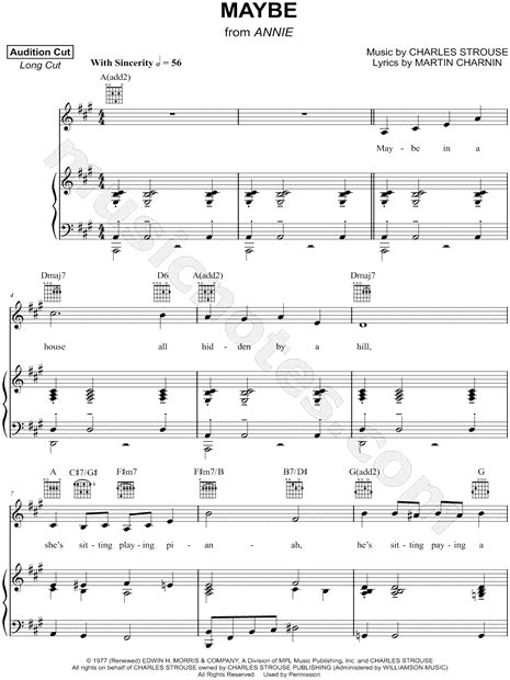 Maybe From Annie Sheet Music In A Major Transposable Download