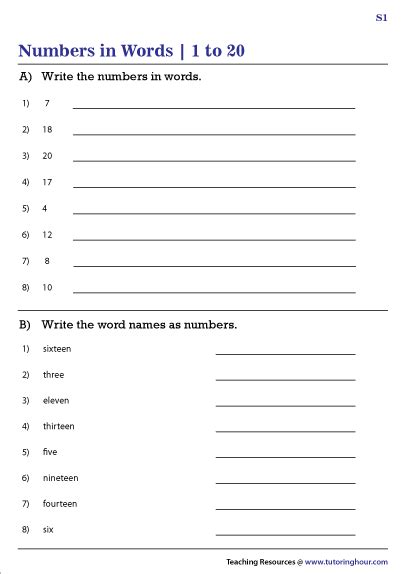 Writing Numbers Into Words Worksheet Pdf