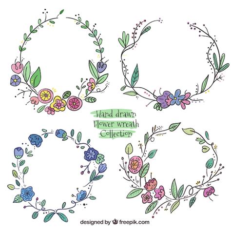 Free Vector Hand Drawn Flower Wreath Collection