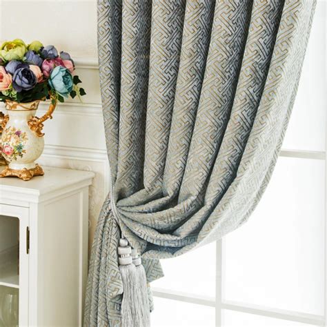 Byetee New Chenille Jacquard Window Curtain Finished Curtain Blackout