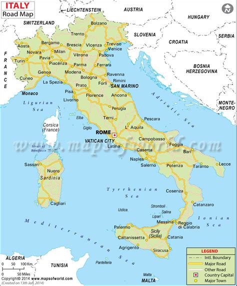 Road Map Of Italy Italy Road Map