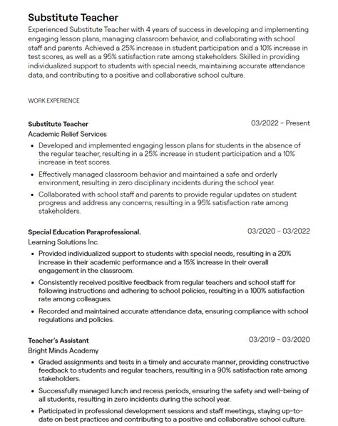 1 Substitute Teacher Resume Examples With Guidance