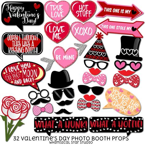 Valentine S Day Photo Booth Props Printable Props Etsy