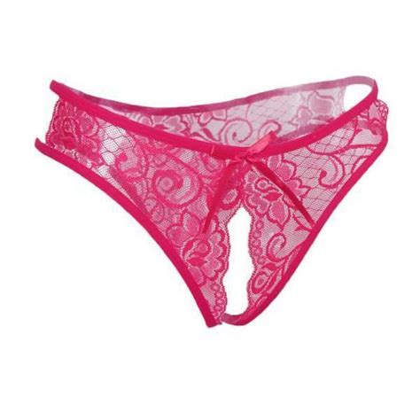 Promo Xwomens Sexy Floral Lace Thong Underwear Crotchless Panties