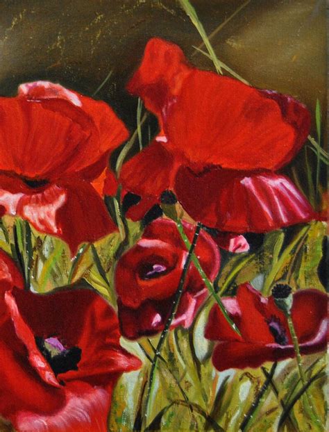 Poppies Original Oil Painting Red Poppy Papaver Flower Etsy