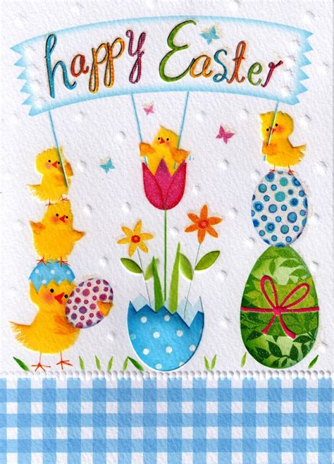 Happy Easter Glitter Finished Greeting Card Embossed