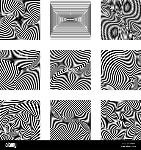 Vector Black And White Turning Graphic Element Set Generative Op Art