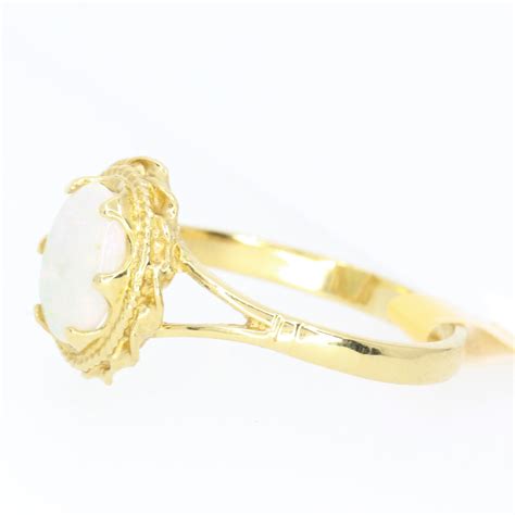 18ct Yellow Gold Solid Opal Ring Allgem Jewellers