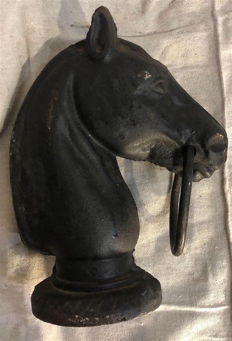 Cast iron horse head fence post hitching post topper mouth ring heavy. 19th Century Horse Head Cast Iron Hitching Post For Sale ...
