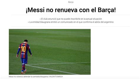Lionel Messi reacciones de la prensa a su salida del Barcelona Fútbol Internacional