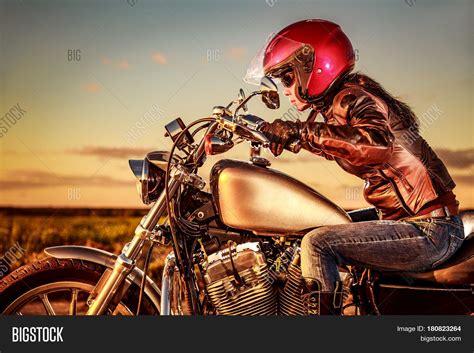 Biker Girl Leather Image And Photo Free Trial Bigstock