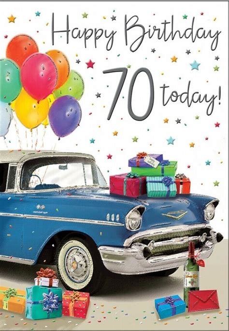 Male Happy 70th Birthday Card 70 Today Vintage Car Regal