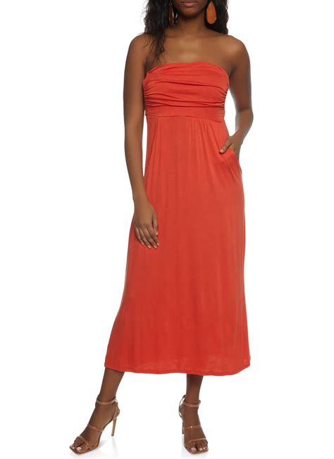 Strapless Pocketed Maxi Dress