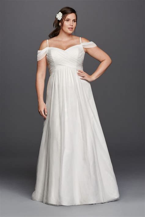 A Line Plus Size Wedding Dress With Swag Sleeves Style 9wg3779 Ebay