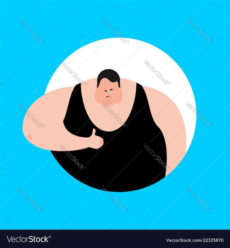 Fat Thumbs Up And Winks Emoji Stout Guy Happy Vector Image