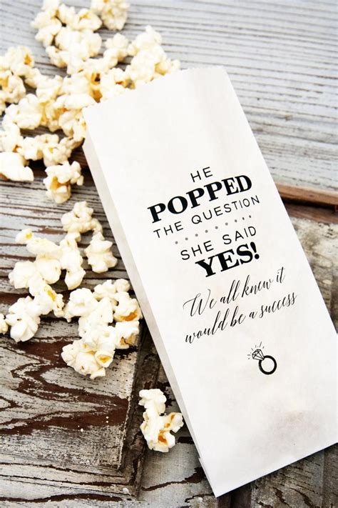 Popcorn Favor Bags He Popped The Question She Said Yes Etsy Bridal