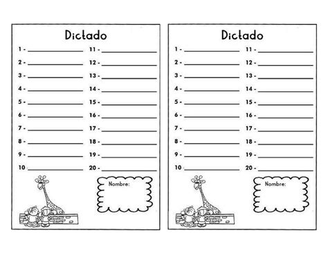 Fichas De Primaria Hojas De Dictados