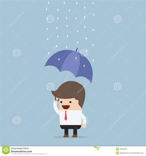 Businessman Holding An Umbrella Under The Rain Stock Vector