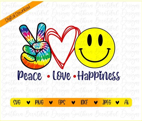 Peace Love Happiness Digital Download Svg Cut File Etsy