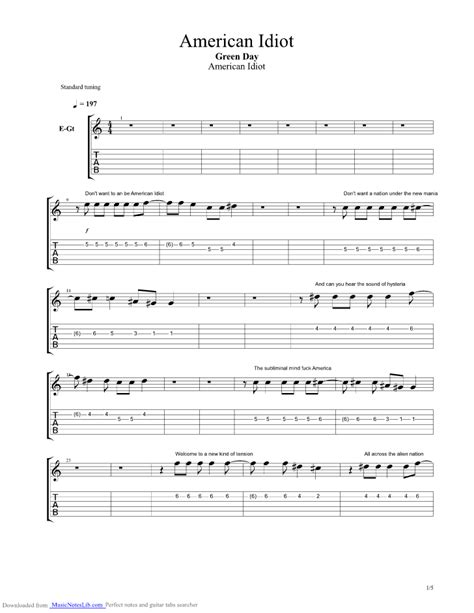 American Idiot Guitar Pro Tab By Green Day