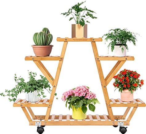 Vivosun Bamboo Plant Stand 6 Tier 6 Potted For Indoor Plants Tall