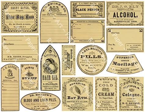 17 Authentic Looking Apothecary Label Stickers Pharmacy And Druggist De