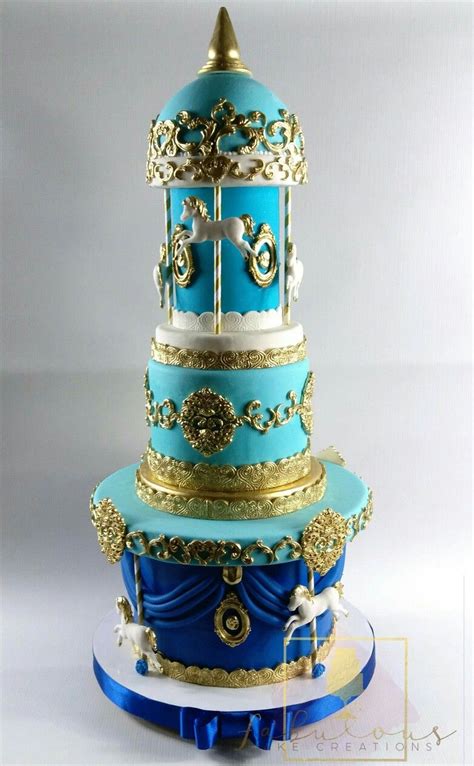 Baby shower adorable and affordable carousel wishes centerpiece. Carousel baby shower cake | Carousel cake, Big wedding ...