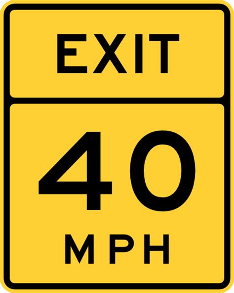 Exit 40 Mph Road Sign Clip Art At Vector Clip