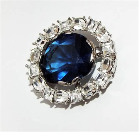 Smithsonian Institution Blue And Clear Hope Diamond Replica Brooch Pin