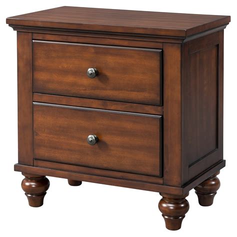 Antique Contemporary Two Drawers Bedroom Nightstand Natural Cherry Wood