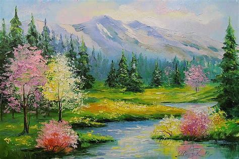 Spring Brook By Olha Darchuk Landscape Painting Tutorial Scenery