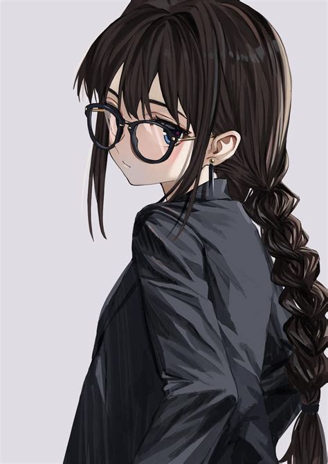 Anime Girl With Glasses And Braids Maxipx