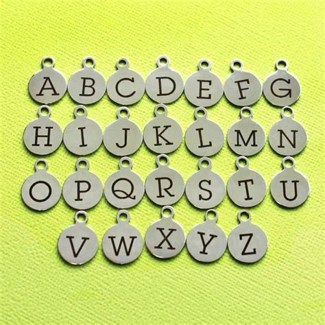 Stainless Steel Set Of Alphabet Charms Entire Alphabet Uppercase Let