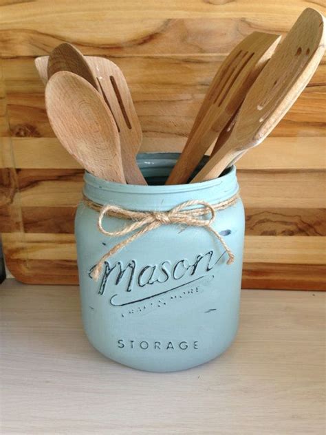 Rustic Utensil Holder Chalk Painted Kitchen By