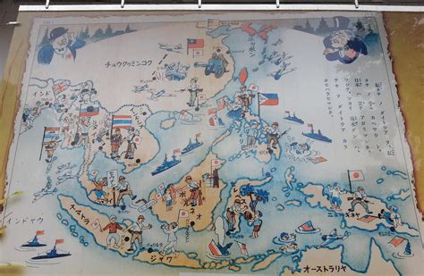 Size of some images is greater than 5 or 10 mb. Japanese WW2 Propaganda Map of South East Asia as displayed at the old Ford Motor Factory ...