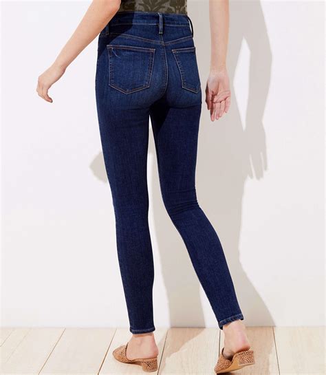 LOFT Denim Curvy High Rise Slim Pocket Skinny Jeans In Vintage Dark Indigo Wash In Blue Lyst