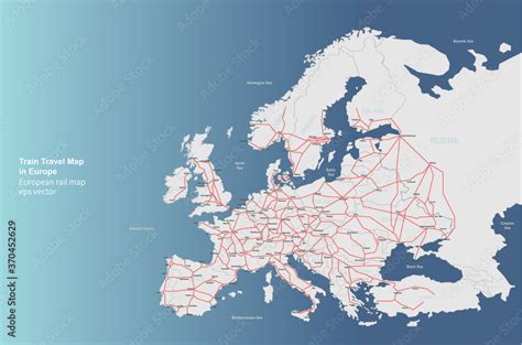 European Rail Map Travel Train Map In Europe Stock Vector Adobe Stock