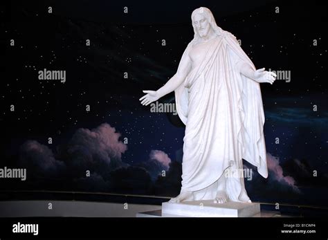 Replica Statue Of Jesus Christ Known As The Christus At The Mormon