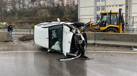 Zonguldakta otomobil takla attı 1 yaralı