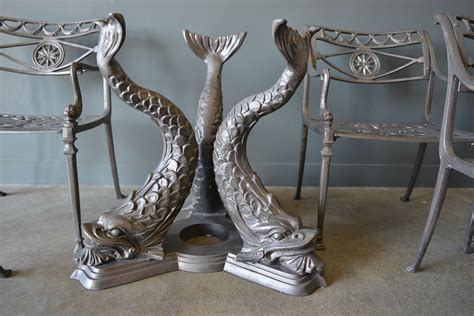 Neoclassical Metal Dolphin Patio Set Authentic Mid Century Modern
