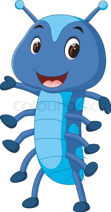 A Cute Blue Caterpillar Cartoon Stock Vector Colourbox