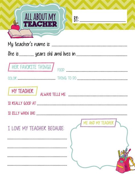 All About My Teacher Questionnaire Printables Teacher Etsy