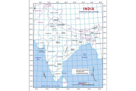 Buy India Latitude And Longitude Map Online
