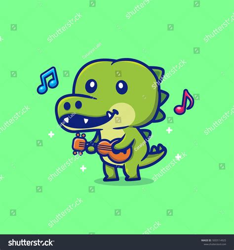 Cute Crocodile Playing Guitar Cartoon Vector Royalty Free Stock