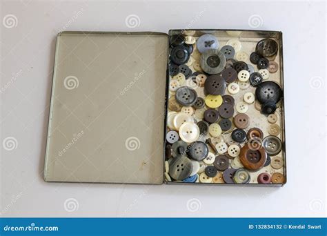 A Box Of Buttons Stock Photo Image Of Steel Material 132834132