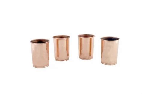 Round Pure Copper Plain Water Glass For Restaurant Capacity 250 Ml