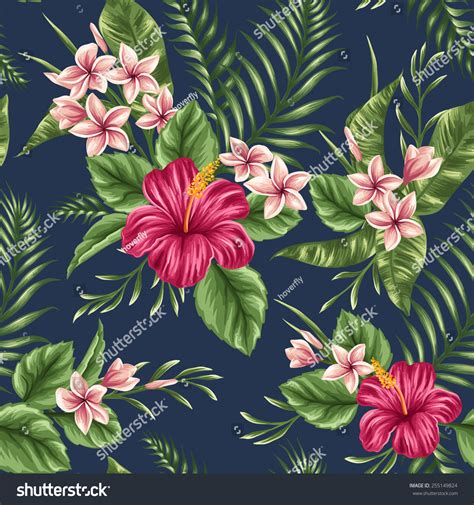 Seamless pattern with a natural ornament. Tropical Floral Seamless Pattern With Plumeria And ...